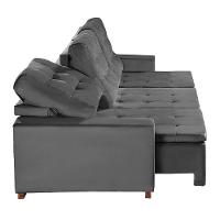 Sofá Modular 6 Lugares 3.05M Retrátil E Reclinável Cinza - 6