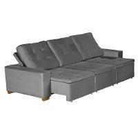 Sofá Modular 6 Lugares 3.05M Retrátil E Reclinável Cinza - 8