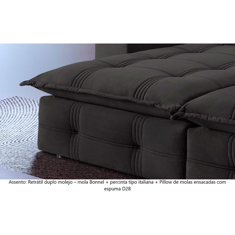 Sofá Retrátil E Reclinável 2,90m 5 Lugares Cinza - 6