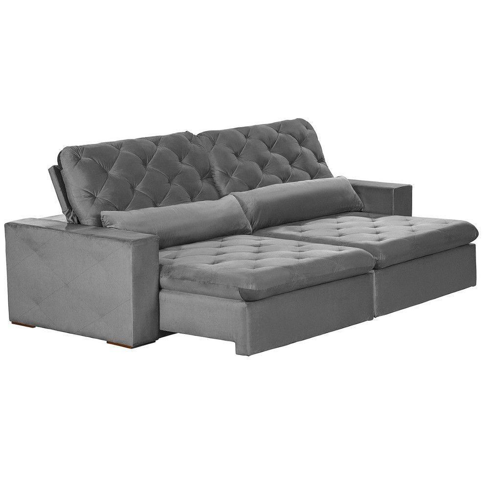 Sofá Modular 5 Lugares 2.50M Retrátil E Reclinável Cinza - 3