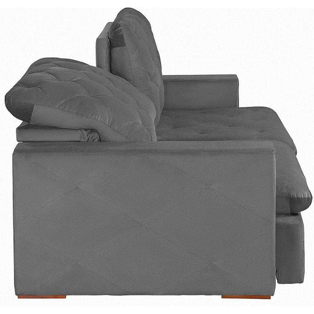 Sofá Modular 5 Lugares 2.50M Retrátil E Reclinável Cinza - 6