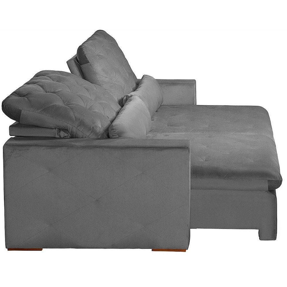 Sofá Modular 5 Lugares 2.50M Retrátil E Reclinável Cinza - 7