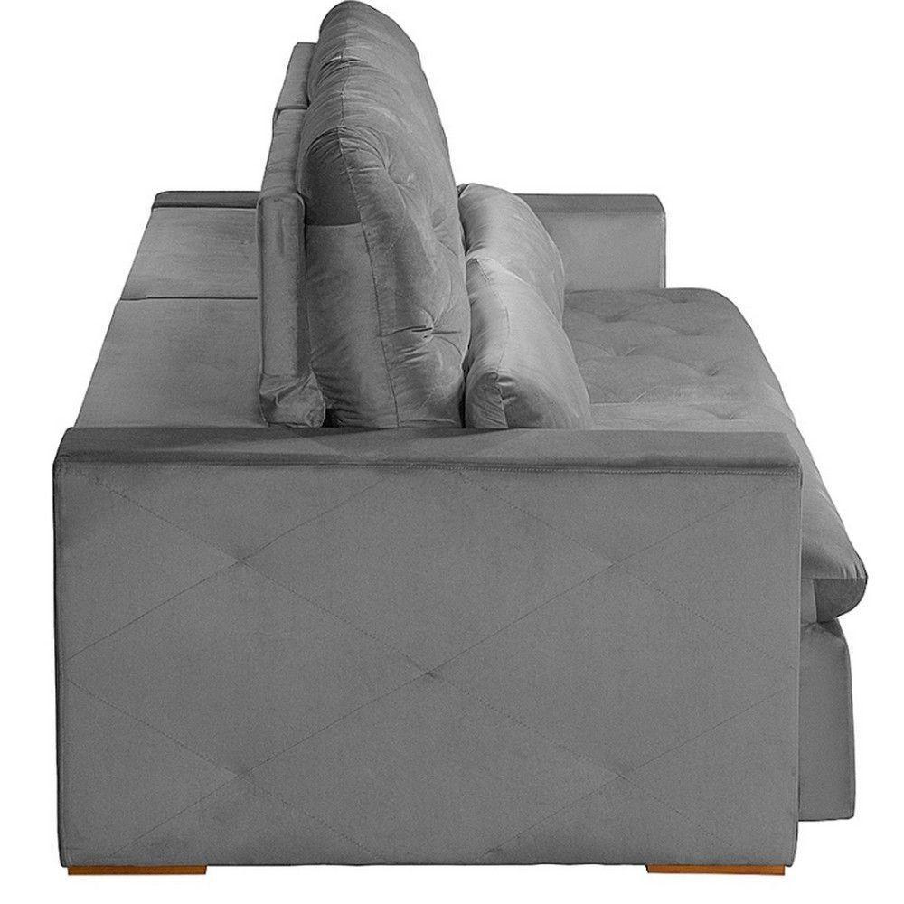 Sofá Modular 5 Lugares 2.50M Retrátil E Reclinável Cinza - 8