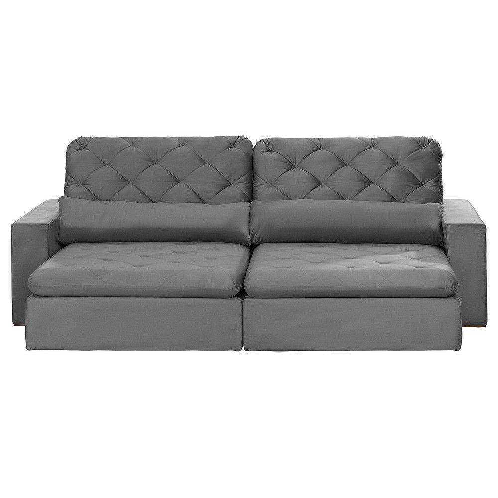 Sofá Modular 5 Lugares 2.50M Retrátil E Reclinável Cinza - 10