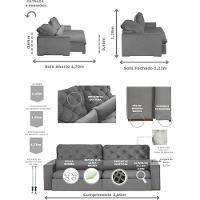 Sofá Modular 5 Lugares 2.50M Retrátil E Reclinável Cinza - 9