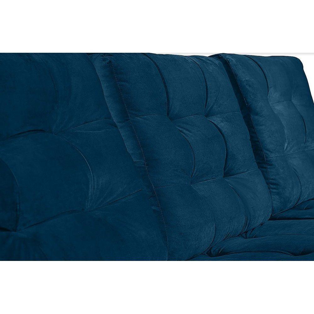 Sofá Modular 6 Lugares 3.05M Retrátil E Reclinável Azul - 3