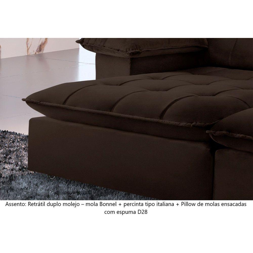 Sofá Retrátil E Reclinável Atlanta 2,90m 5 Lugares Marrom - 6