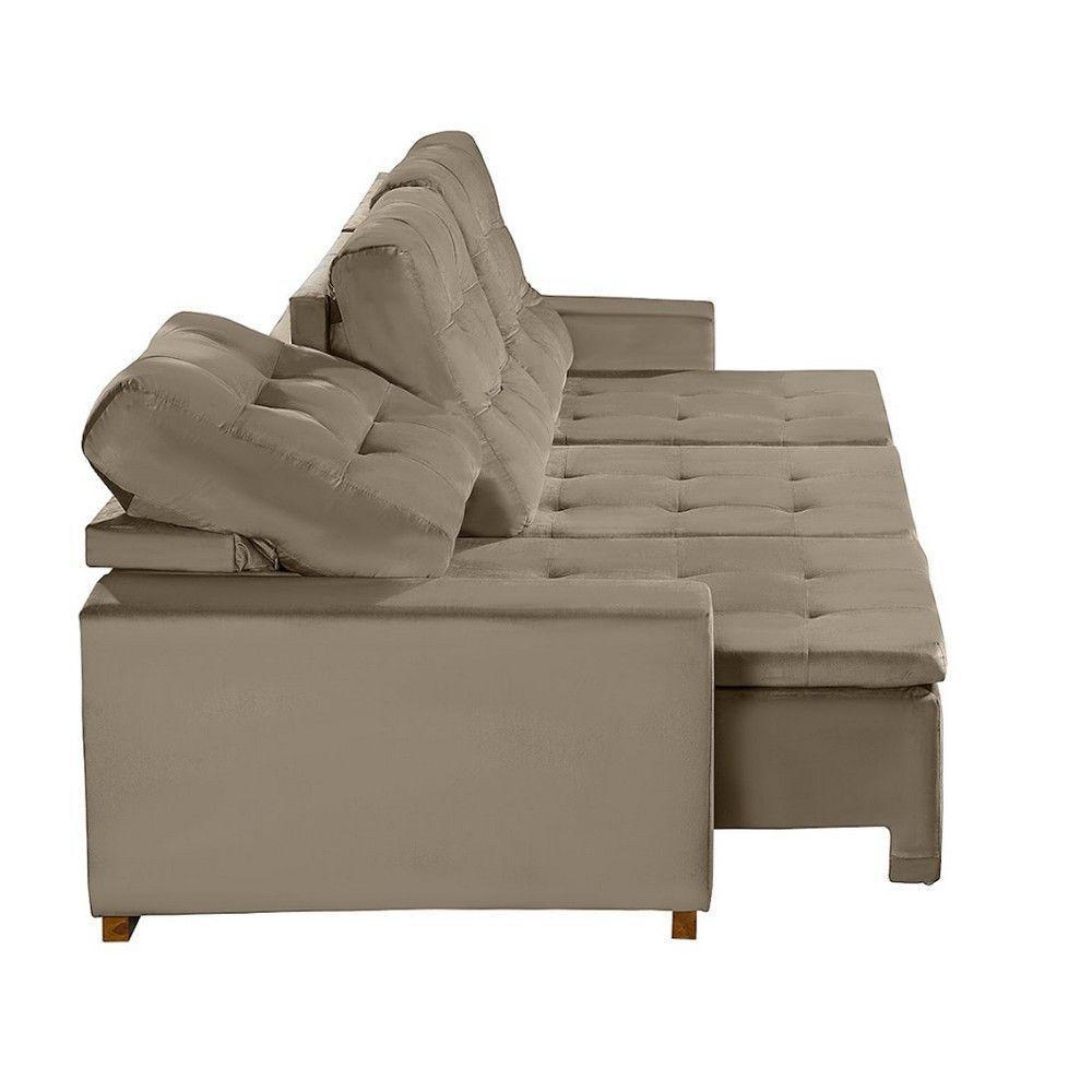 Sofá Modular 6 Lugares Retrátil E Reclinável 3.05M Bege - 6