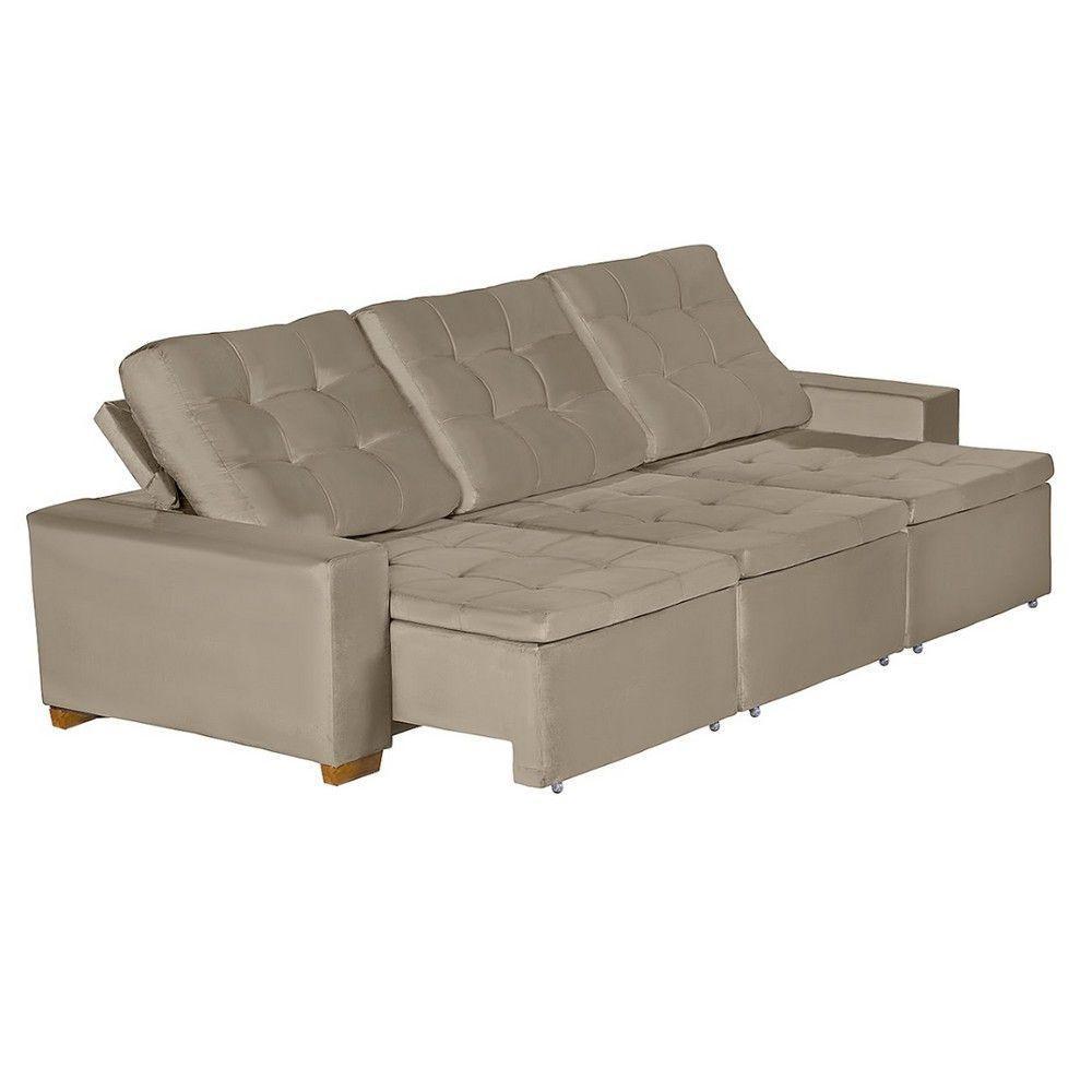 Sofá Modular 6 Lugares Retrátil E Reclinável 3.05M Bege - 9