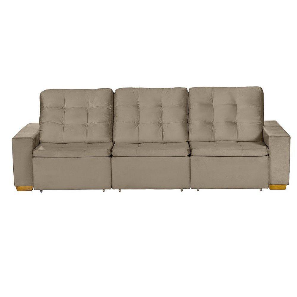 Sofá Modular 6 Lugares Retrátil E Reclinável 3.05M Bege - 11