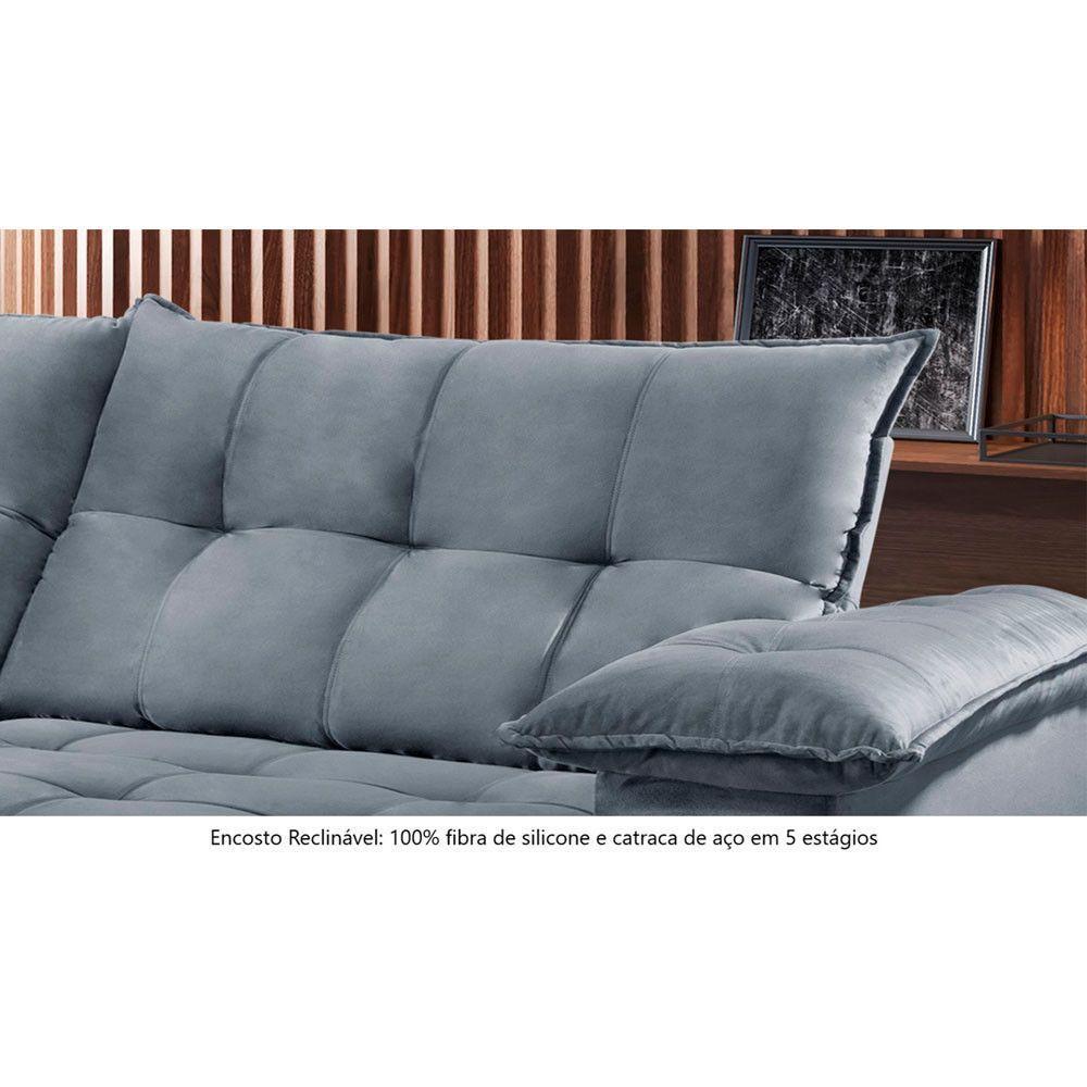 Sofá Retrátil E Reclinável Atlanta 2,50m 4 Lugares Prata - 4