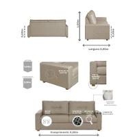 Sofá Maceió Living Com 3 Lugares 2.00M Linho Corriente Bege - 7