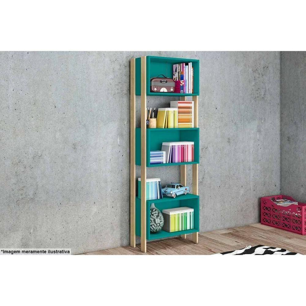 Estante para Sala RT3093 c/ 3 Nichos Rustico/Preto - Movelbento - 2