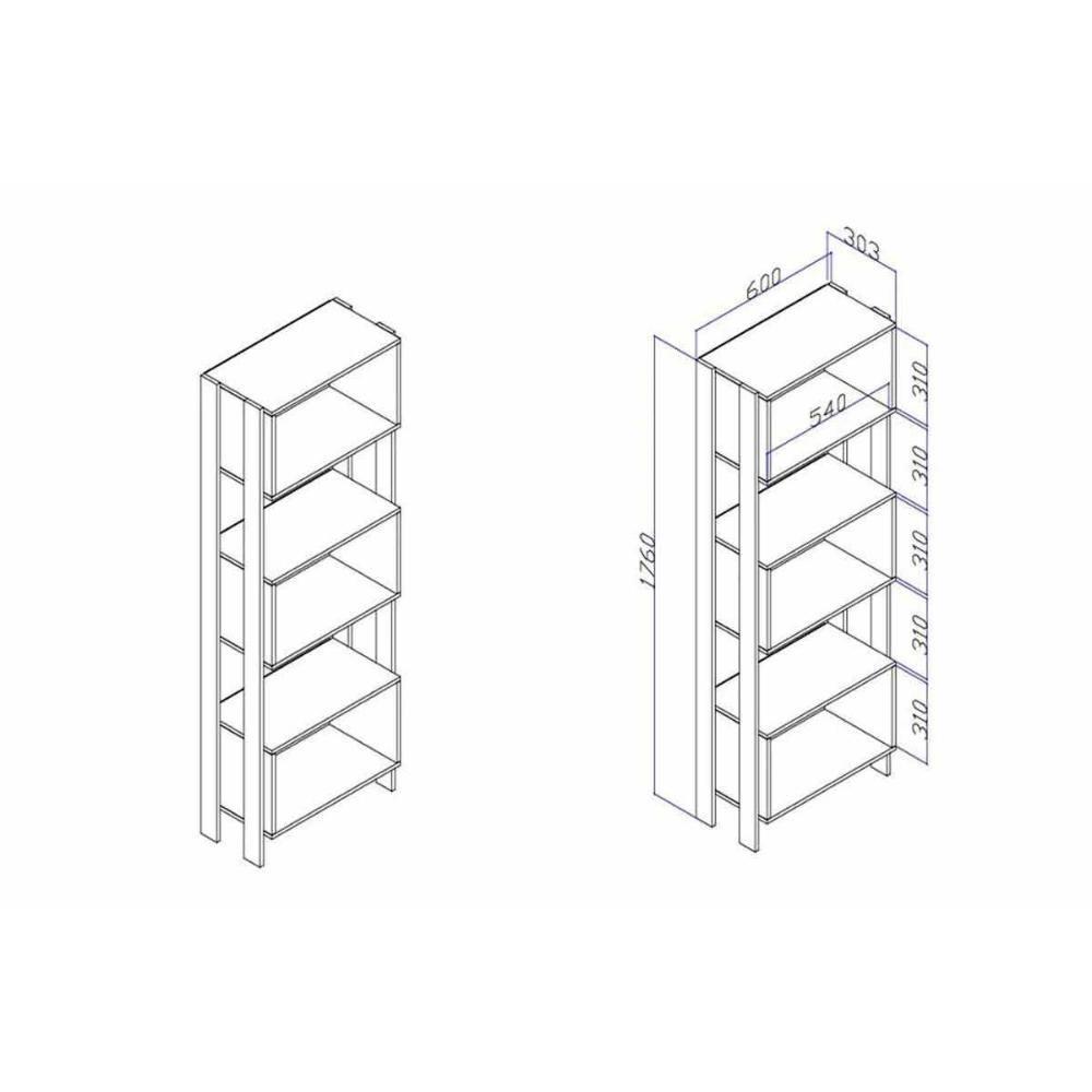 Estante para Sala RT3093 c/ 3 Nichos Rustico/Preto - Movelbento - 3
