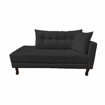 Divã Recamier Troya 2,00 Cm Lado Direito Suede Preto Grafite