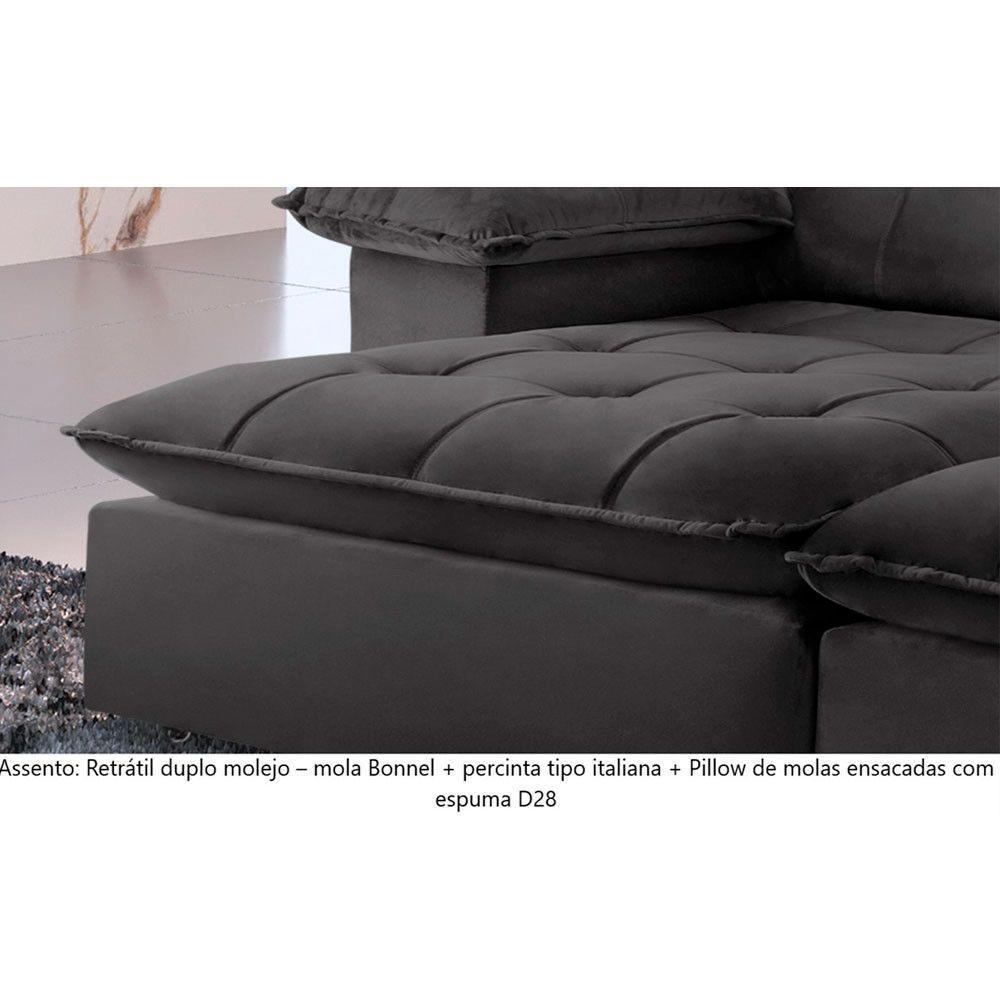 Sofá Retrátil E Reclinável Atlanta 2,10m 03 Lugares Cinza - 6