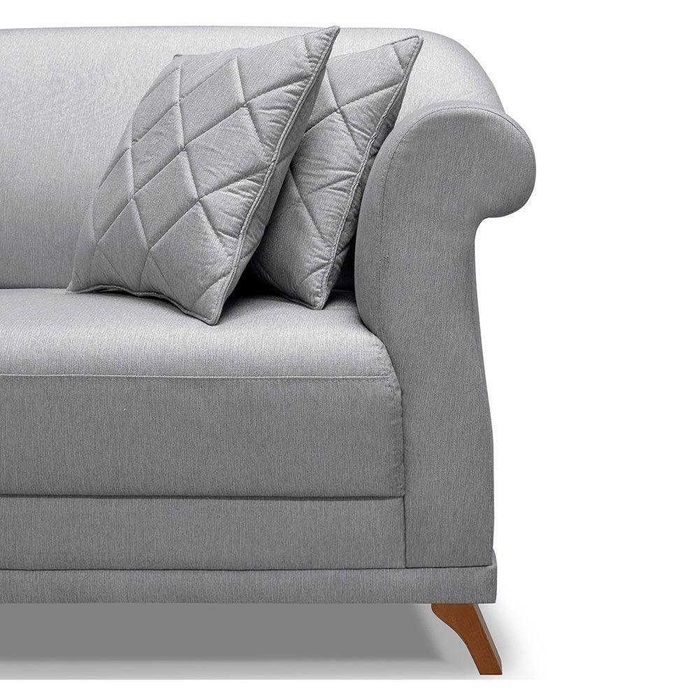 Sofá 2 Lugares 1,60m Vênus Linho Pés Castanho Grafite - 4