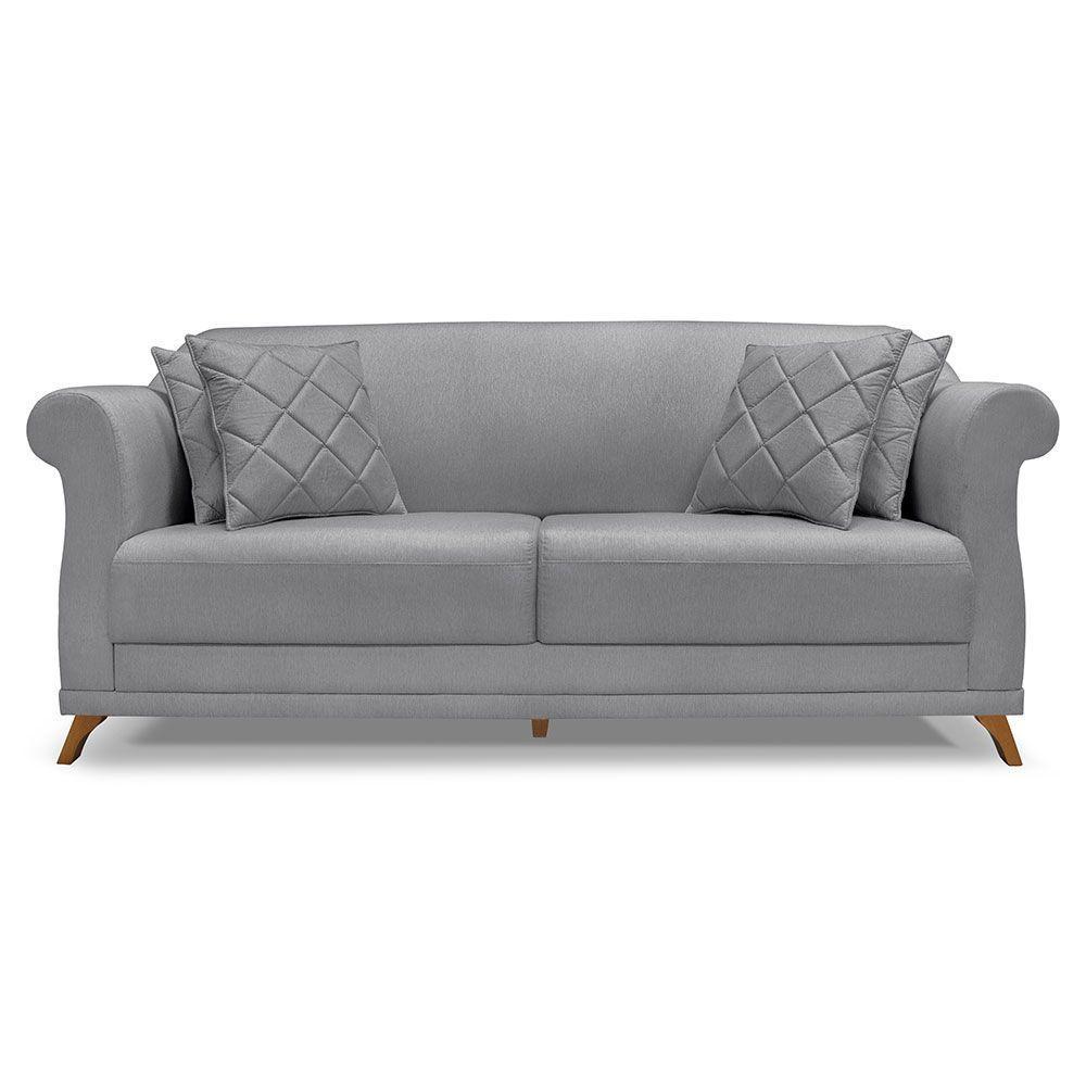 Sofá 2 Lugares 1,60m Vênus Linho Pés Castanho Grafite - 7