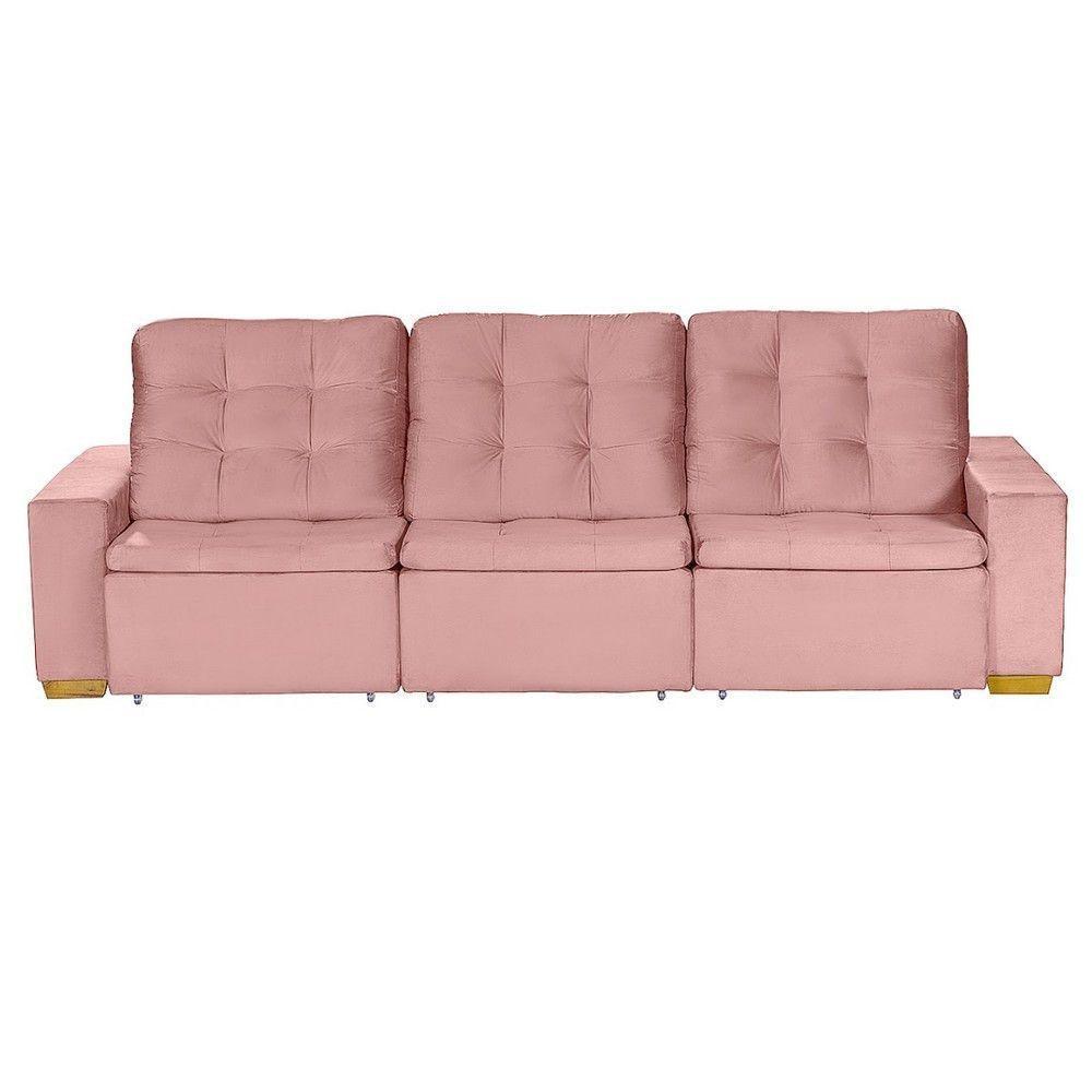 Sofá Modular 6 Lugares Retrátil E Reclinável 3.05M Rose - 10