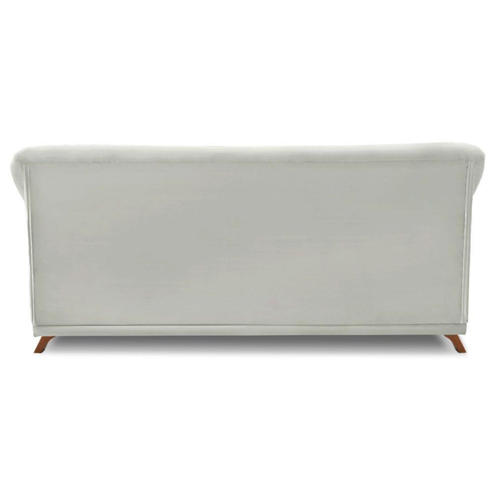 Sofá 2 Lugares 1,60m Veludo Cinza Prata Pés Castanho - 5