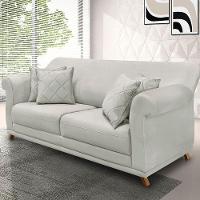 Sofá 2 Lugares 1,60m Veludo Cinza Prata Pés Castanho - 8