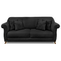 Sofá 2 Lugares 1,60m Veludo Pés Castanho Preto - 7