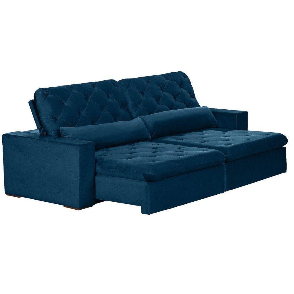 Sofá 6 Lugares Modular 2.90M Retrátil E Reclinável Azul - 8
