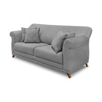 Sofá 160cm 2 Lugares Com 4 Almofadas Veludo Cinza - 1