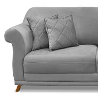Sofá 160cm 2 Lugares Com 4 Almofadas Veludo Cinza