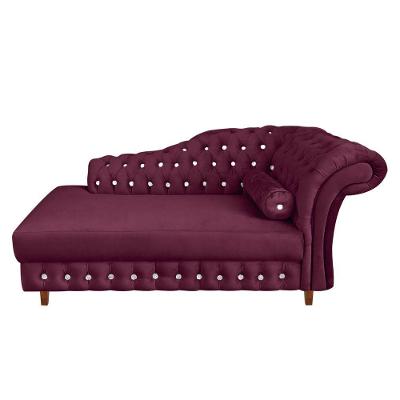 Divã Chesterfield Juliette 160cm Pés Chanfrado Suede Bordô