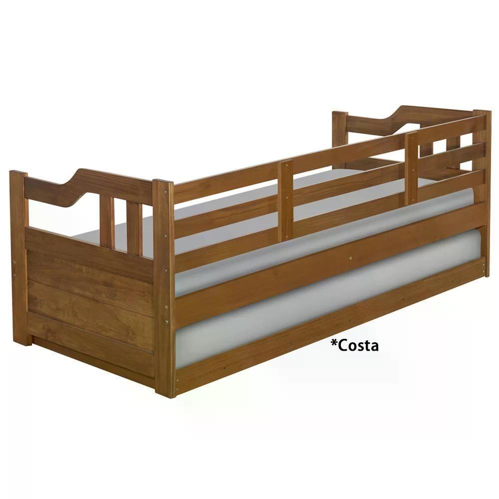 Sofa Cama Solteiro Com Cama Auxiliar Madeira Castanho - 3