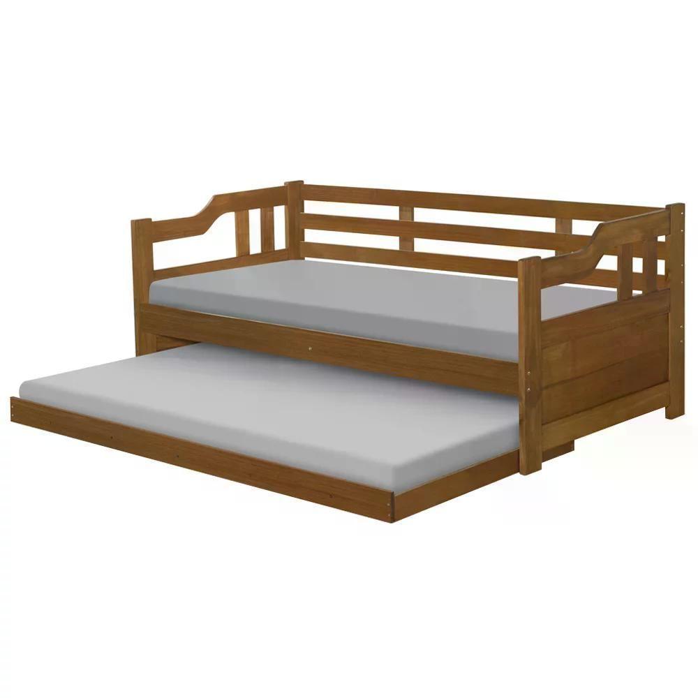 Sofa Cama Solteiro Com Cama Auxiliar Madeira Castanho - 8