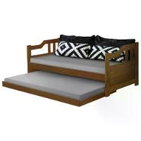Sofa Cama Solteiro Com Cama Auxiliar Madeira Castanho - 1