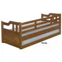 Sofa Cama Solteiro Com Cama Auxiliar Madeira Castanho - 5