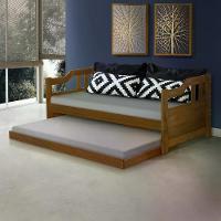 Sofa Cama Solteiro Com Cama Auxiliar Madeira Castanho - 8