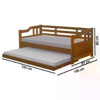 Sofa Cama Solteiro Com Cama Auxiliar Madeira Castanho - 10