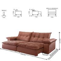 Sofá Retrátil E Reclinável Atlanta 1,80m 02 Lugares Cobre - 12