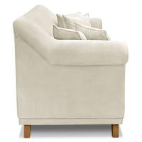 Sofá 2 Lugares 1,60m Veludo Bege Pés Castanho - 6