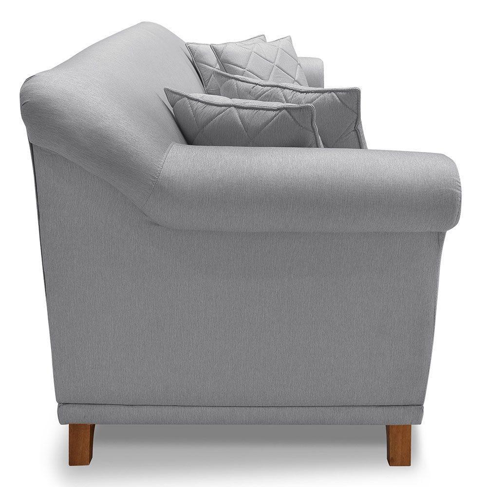 Sofá 2 Lugares 1,60m Vênus Linho Grafite Pés Castanho - 6