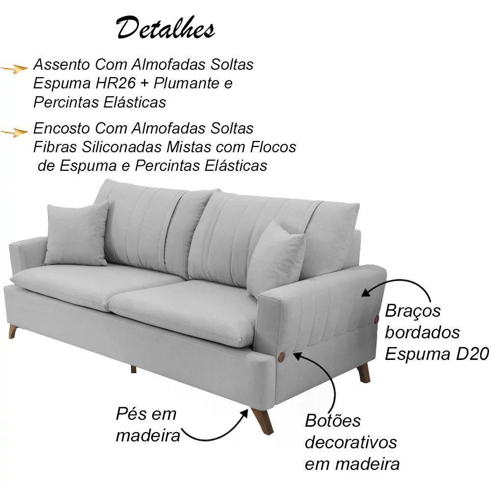 Sofa 2 Lugares 160 Cm Eron Linho Cinza Vazzano Cinza - 10