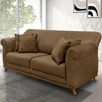 Sofá 220cm 3 Lugares Com 4 Almofadas Suede Caramelo - 9
