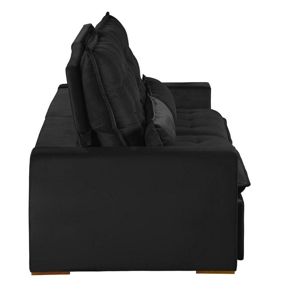 Sofá Modular 4 Lugares 2.30M Retrátil E Reclinável Preto - 6