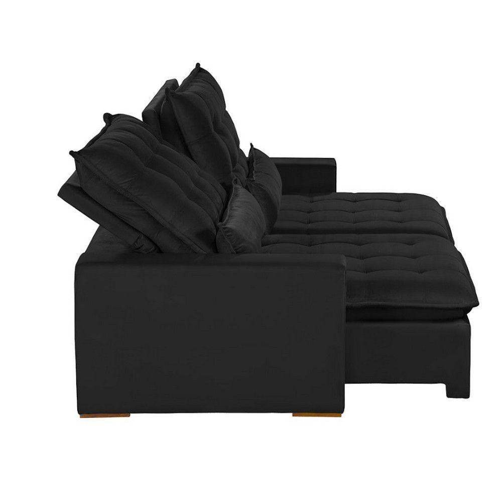 Sofá Modular 4 Lugares 2.30M Retrátil E Reclinável Preto - 7