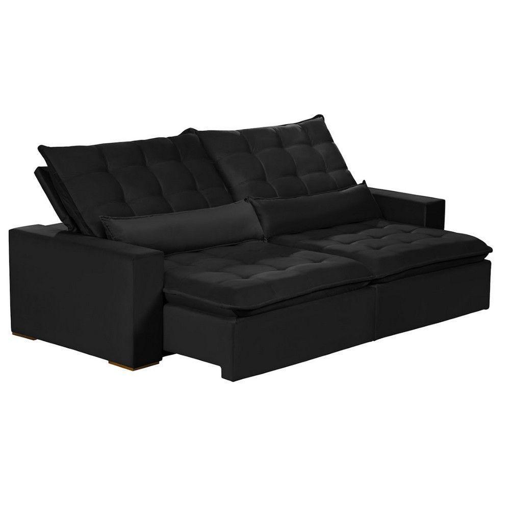 Sofá Modular 4 Lugares 2.30M Retrátil E Reclinável Preto - 8