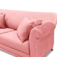 Sofá 160cm 2 Lugares Com 4 Almofadas Veludo Rosa - 5