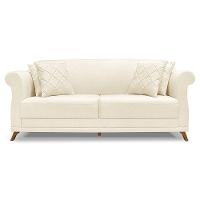 Sofá 2 Lugares 1,80m Vênus Linho Pés Castanho Bege - 7