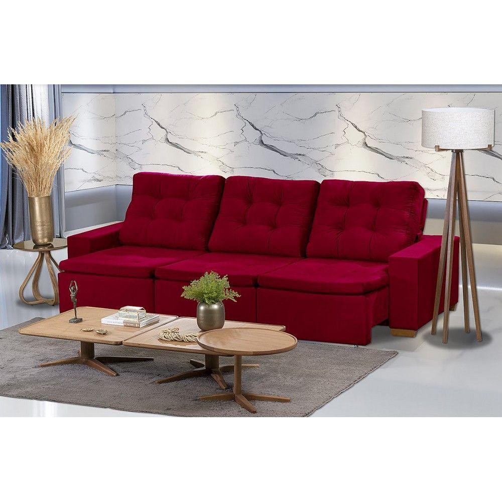 Sofá Modular 6 Lugares Retrátil E Reclinável 3.05M Vermelho - 1