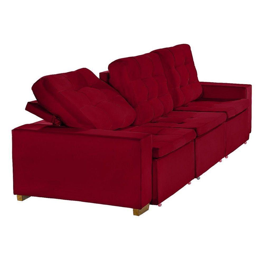Sofá Modular 6 Lugares Retrátil E Reclinável 3.05M Vermelho - 5