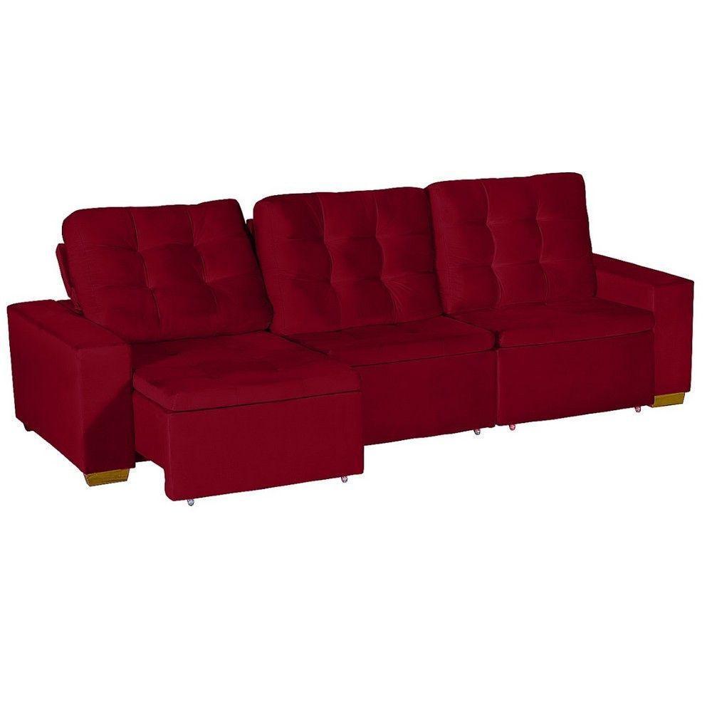 Sofá Modular 6 Lugares Retrátil E Reclinável 3.05M Vermelho - 7