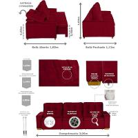 Sofá Modular 6 Lugares Retrátil E Reclinável 3.05M Vermelho - 9